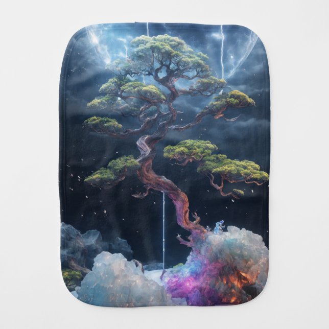 Electric Frost: Bonsai of a Parallel Universe Baby Burp Cloth (Front)