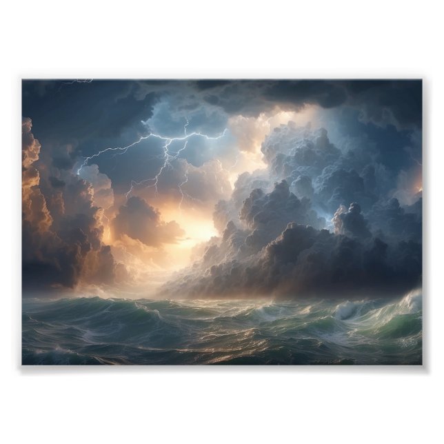  Electric Fury: Ocean Storm Painting Photo Print (Front)