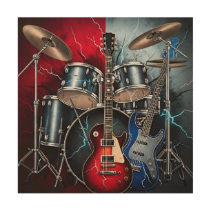 Electric Fury of Rock Wood Wall Art