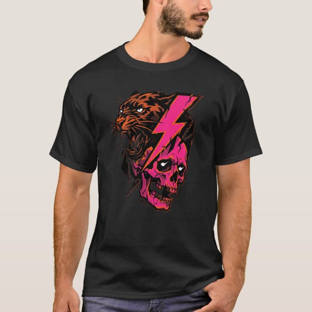 Electric Fury Shirt – Panther Skull Graphic Tee (Front)