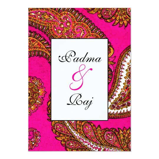 Electric Fuscia Paisley Wedding Invitation