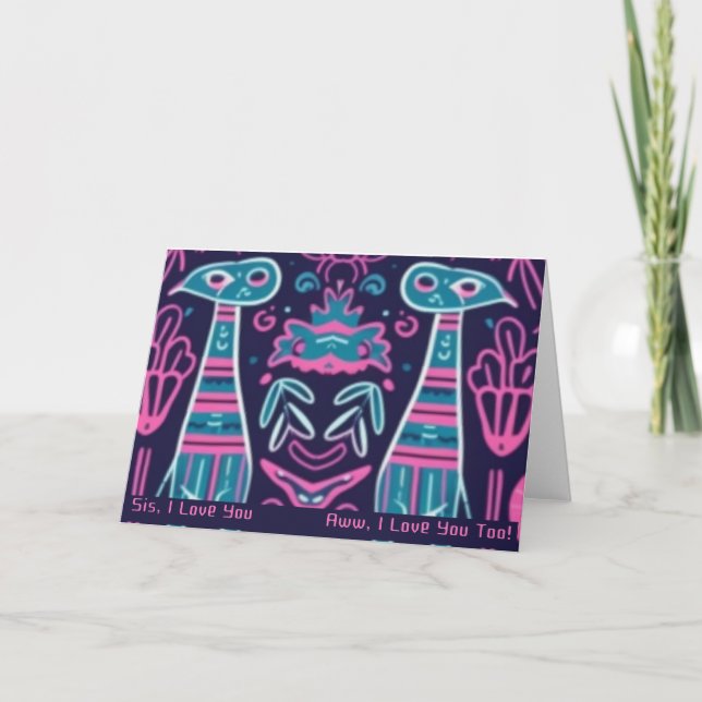 Electric Geometrics Doddle Sisterly Love Card (Front)