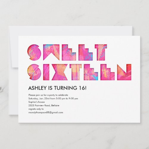 Electric Glow Sweet 16 Invitations