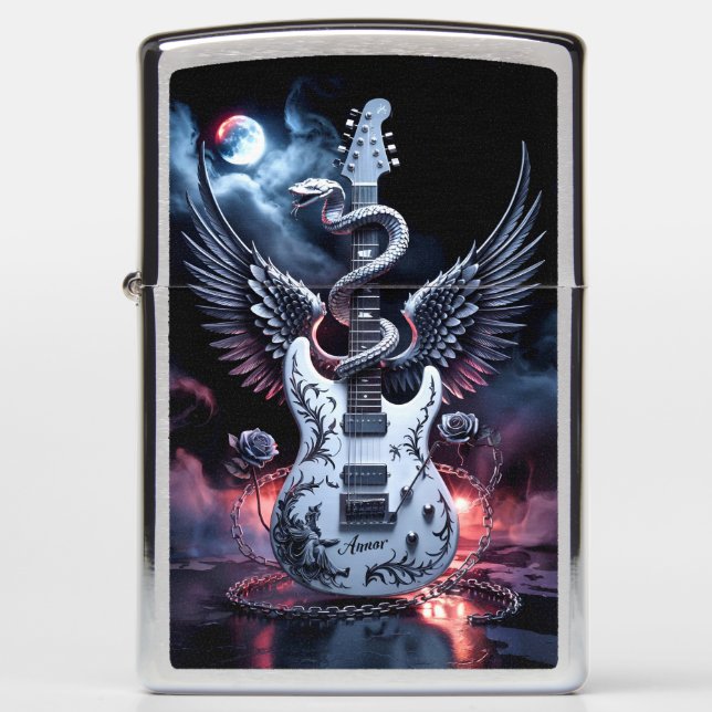 Electric Gothic Zippo - Snake Angel Wings Lighter (Front)