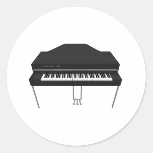 Electric Grand Piano: 3D Model: Classic Round Sticker