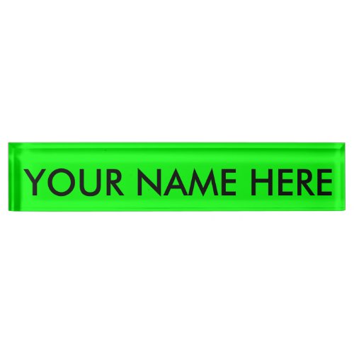 ELECTRIC GREEN a solid electrifying color  Desk Name Plate