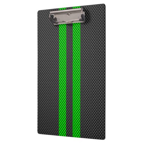 Electric Green Carbon Fiber Style Racing Stripes Clipboard