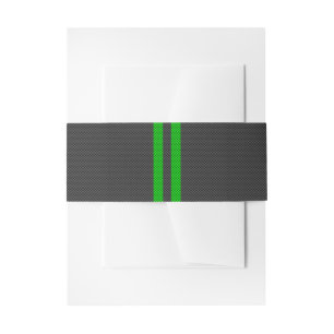 Electric Green Carbon Fiber Style Racing Stripes Invitation Belly Band