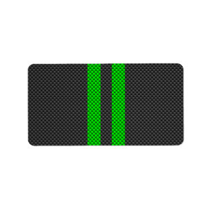 Electric Green Carbon Fiber Style Racing Stripes Label