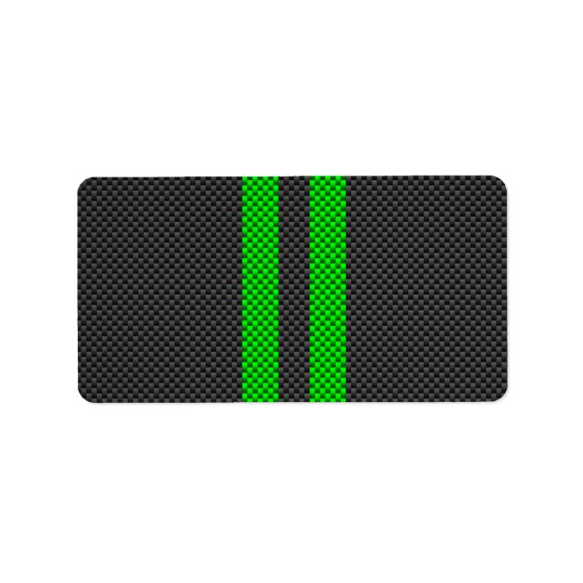 Electric Green Carbon Fiber Style Racing Stripes Label (Front)