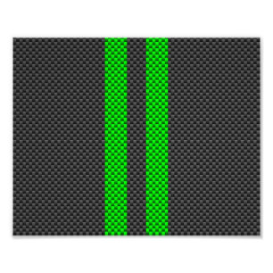 Electric Green Carbon Fiber Style Racing Stripes Photo Print