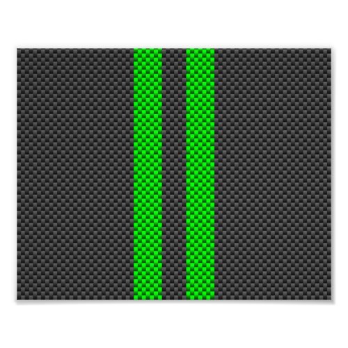 Electric Green Carbon Fiber Style Racing Stripes Photo Print