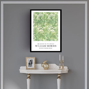 Electric green ivory floral William Morris nouveau Framed Art