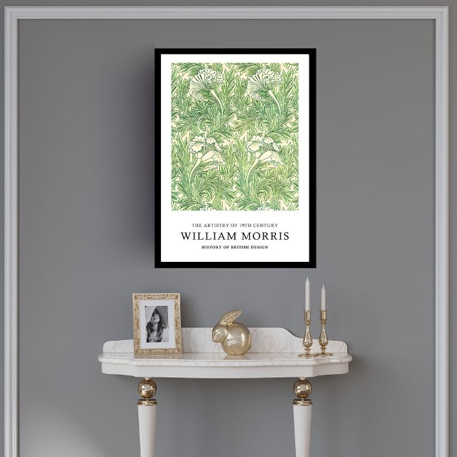 Electric green ivory floral William Morris nouveau Framed Art (Electric green ivory floral William Morris nouveau Framed Art)
