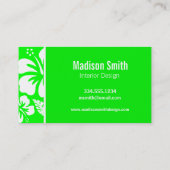 Electric Green Tropical Hibiscus; Palm Business Card (Back)