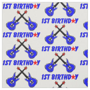 ELECTRIC GUITAR 1ST BIRTHDAY FABRIC