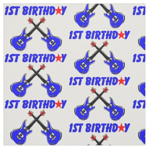 ELECTRIC GUITAR 1ST BIRTHDAY FABRIC