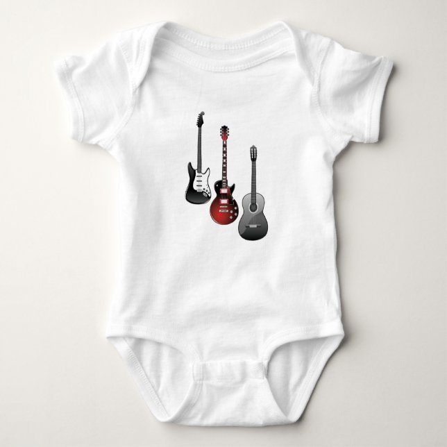electric guitar, acoustic guitar baby bodysuit (Front)