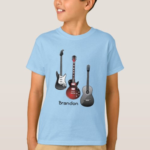 Electric Guitar Acoustic Guitar Personalized Name T_Shirt