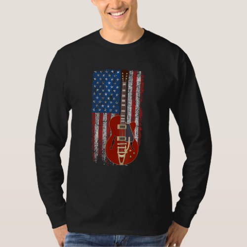 Electric Guitar American Flag T_Shirt