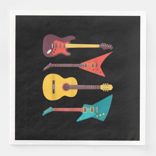 Electric Guitar And Acoustic Guitar Musician Gift Paper Dinner Napkins