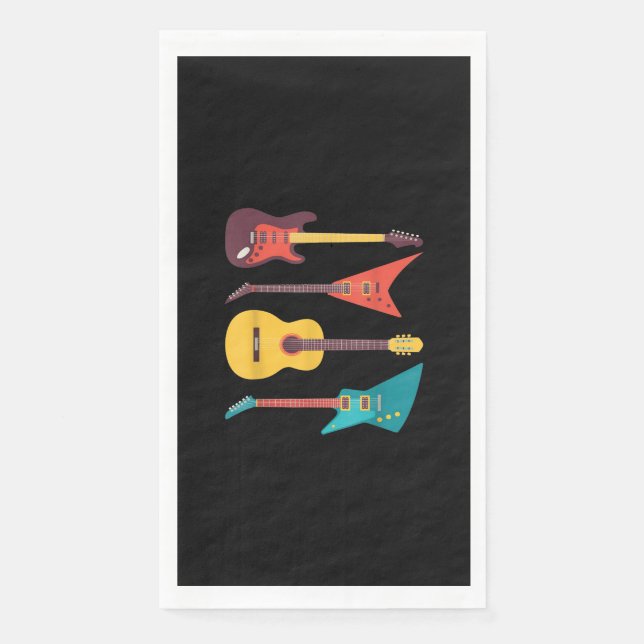 Electric Guitar And Acoustic Guitar Musician Gift Paper Guest Towels (Front)