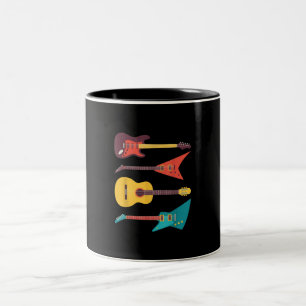 Electric Guitar And Acoustic Guitar Musician Gift Two-Tone Coffee Mug