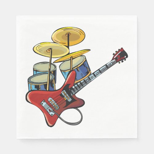 Electric Guitar And Drums Napkins