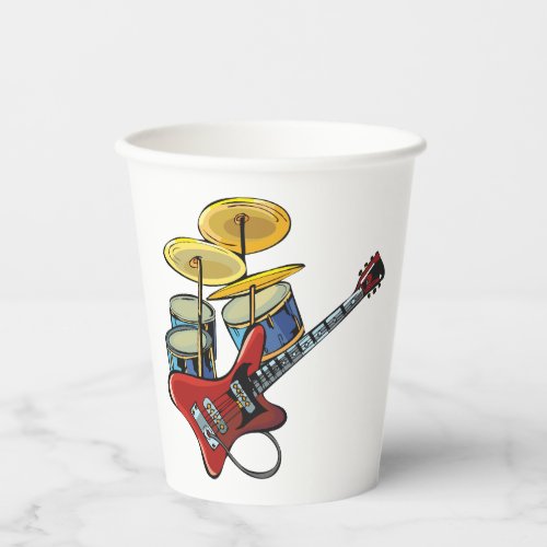 Electric Guitar And Drums Paper Cups