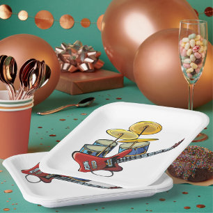 Electric Guitar And Drums Paper Plates