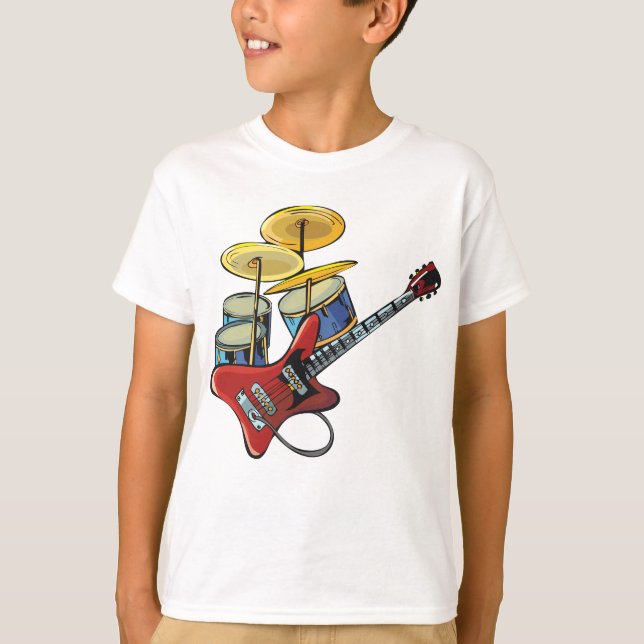 Electric Guitar And Drums T-Shirt (Front)