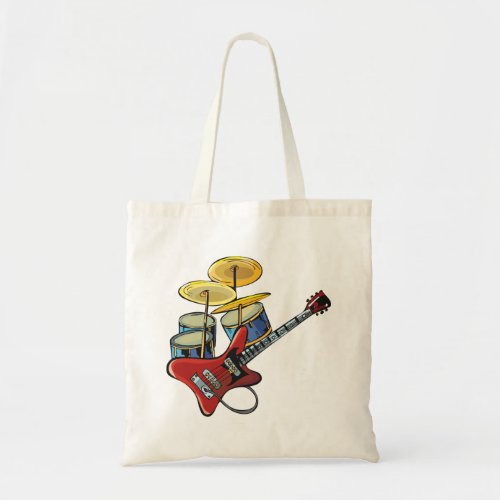 Electric Guitar And Drums Tote Bag