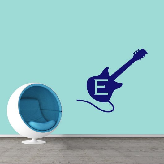 Electric Guitar And Monogram Large Wall Decal (Front)