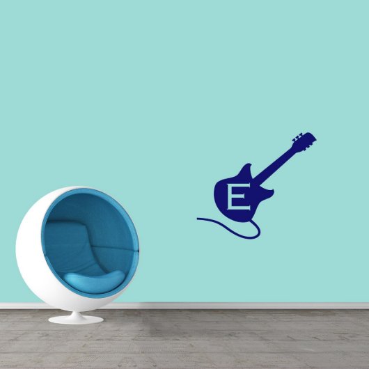 Electric Guitar And Monogram Medium Wall Decal (Front)