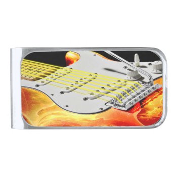 Electric Guitar Art 2 Silver Finish Money Clip by Ronspassionfordesign at Zazzle