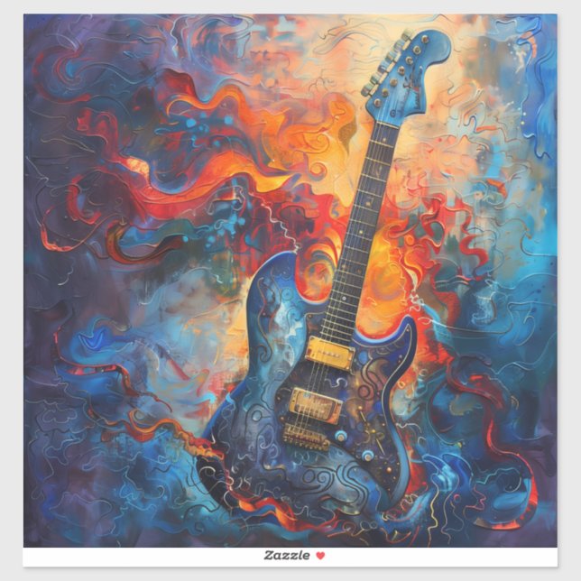 Electric Guitar Art Vinyl Sticker (Sheet)