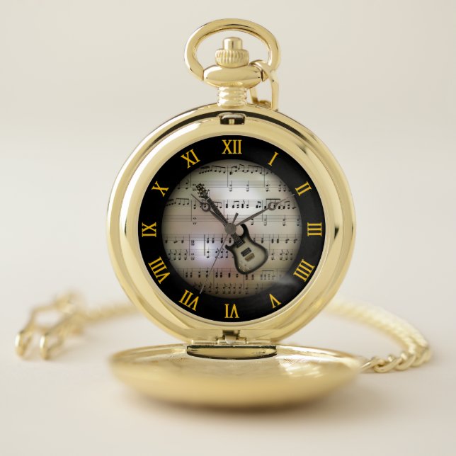 Electric Guitar~Background “The Musical Planet” *~ Pocket Watch (Inside)