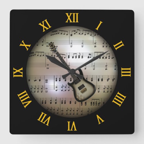 Electric GuitarBackground The Musical Planet  Square Wall Clock