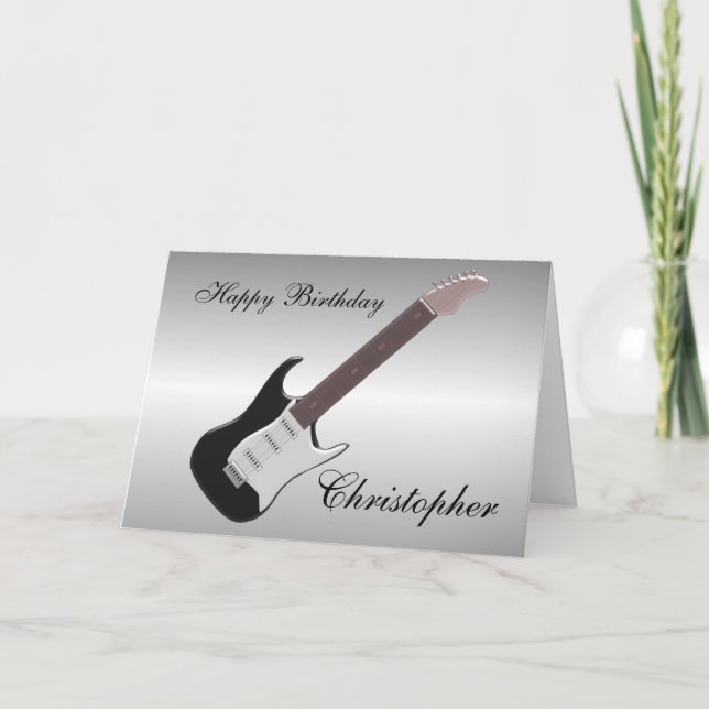 Electric Guitar Birthday Card (Front)