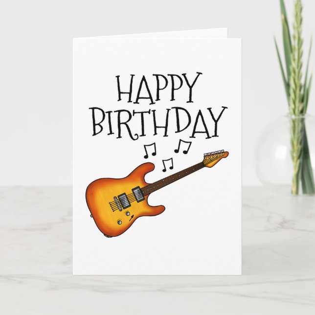 Electric Guitar Birthday Card Guitarist Musician (Front)