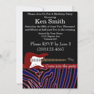 Electric Guitar Birthday Invitation #16