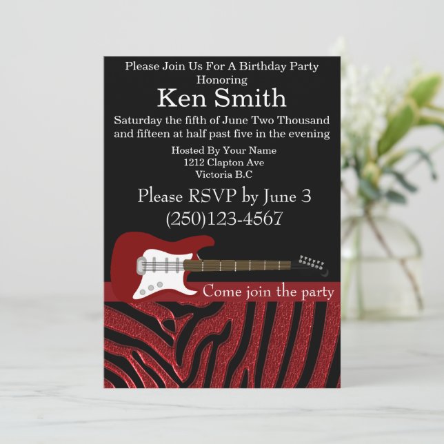 Electric Guitar Birthday Invitation #8 (Standing Front)