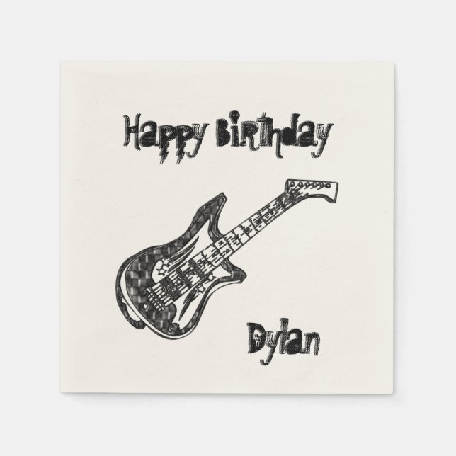 Electric Guitar Birthday Napkins (Front)