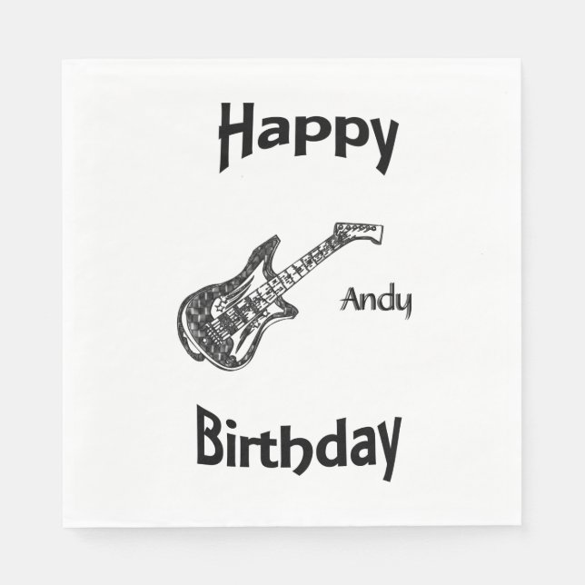 Electric Guitar Birthday Paper Napkins (Front)