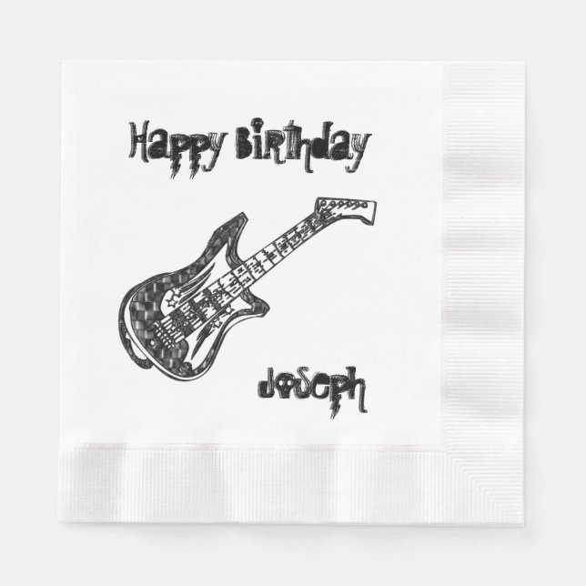 Electric Guitar Birthday Paper Napkins (Front)