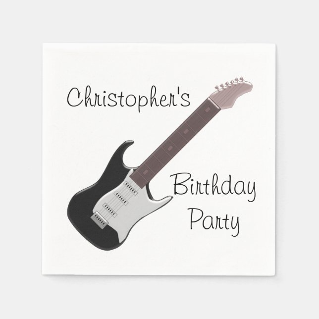 Electric Guitar Birthday Paper Napkins (Front)