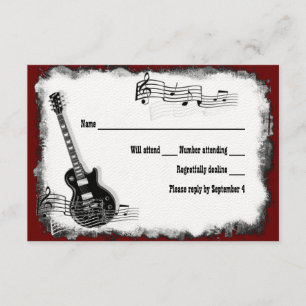 Electric Guitar Black Red Music RSVP Card