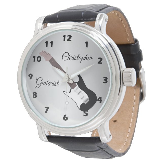 Electric Guitar Black Wrist Watch (Angled)