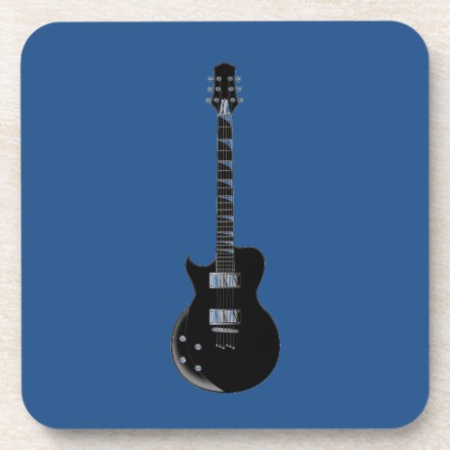 Electric Guitar Blue Black Pop Art Beverage Coaster