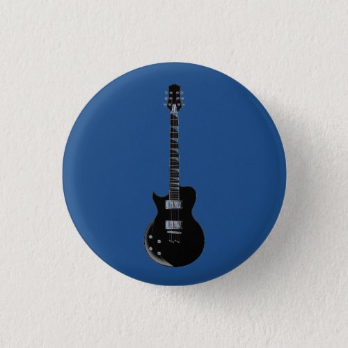 Electric Guitar Blue Black Pop Art Button